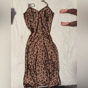 Brown Leopard Print Midi Dress